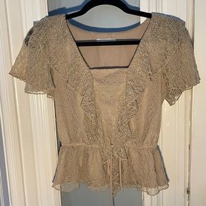June & Hudson Lace Peplum Top